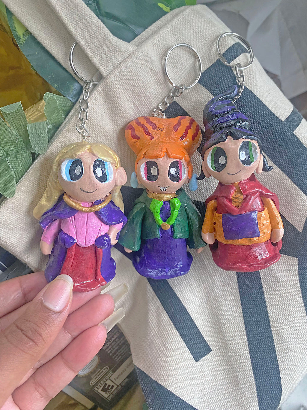 Powerpuff Girls Sanderson Sisters charm keychains