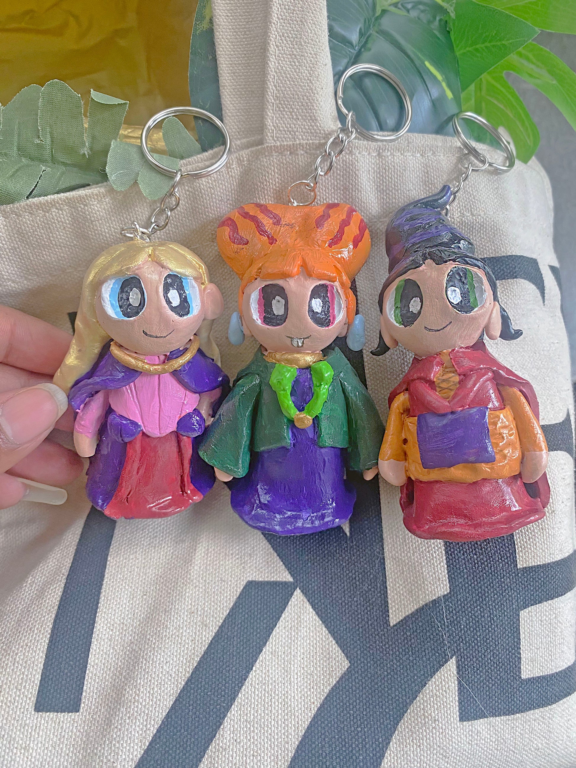 Powerpuff Girls Sanderson Sisters charm keychains